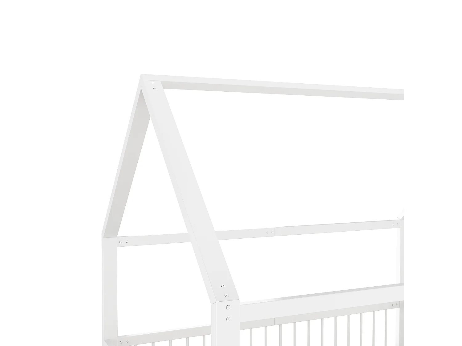 Letto per bambini 140x200 cm con tetto e sponde con cancelletto in metallo bianco (Senza materasso)