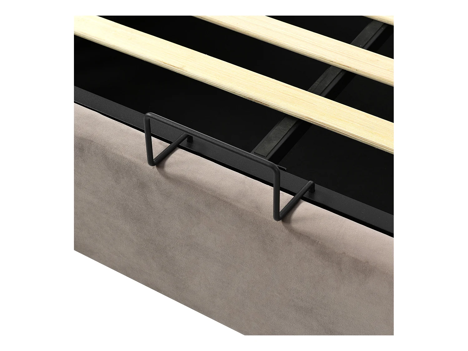 Lit coffre enfant 90x200cm avec sommier - tête de lit réglable - cadre métallique - velours gris clair (sans matelas)