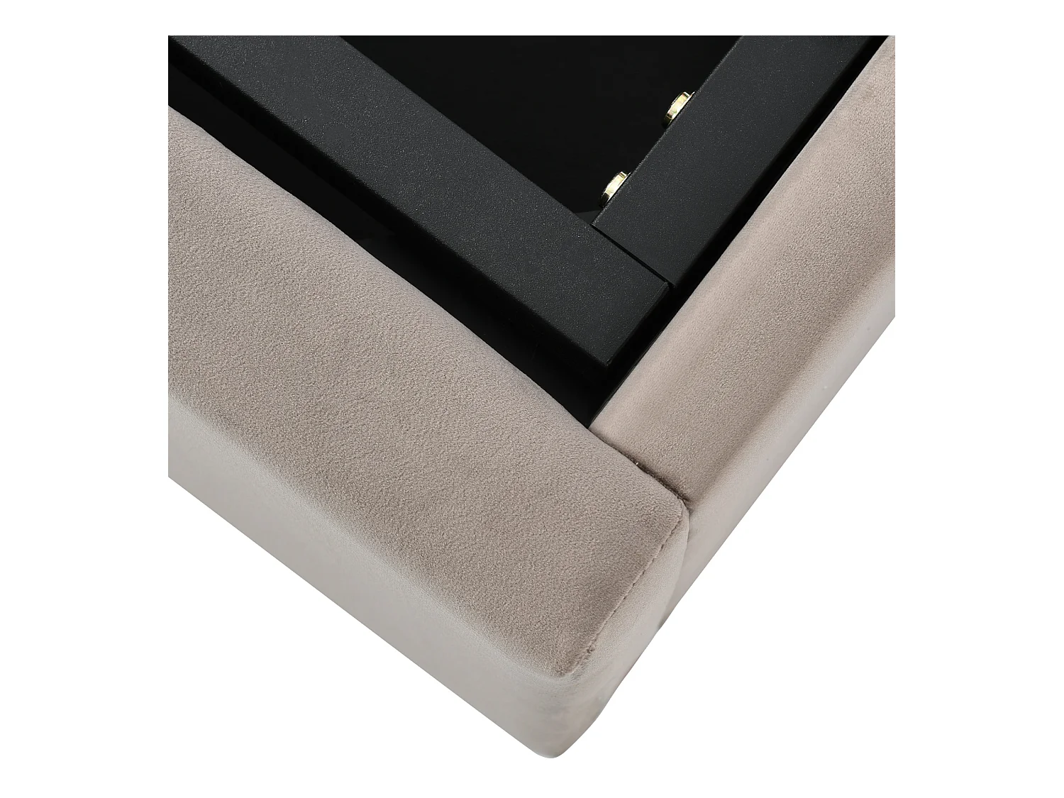 Lit coffre enfant 90x200cm avec sommier - tête de lit réglable - cadre métallique - velours gris clair (sans matelas)