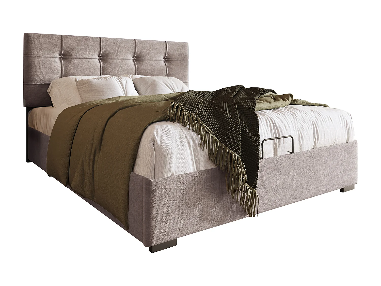 Kinderbed met opbergruimte 90x200cm met lattenbodem - verstelbaar hoofdeinde - metalen frame - lichtgrijs fluweel (zonder matras)