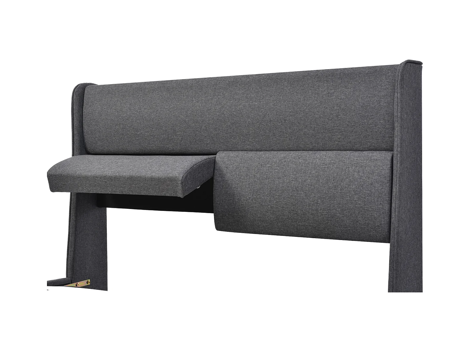 Lit coffre 180x200 cm avec sommier - tête de lit rembourrée avec appui-tête réglable - lin gris (sans matelas)