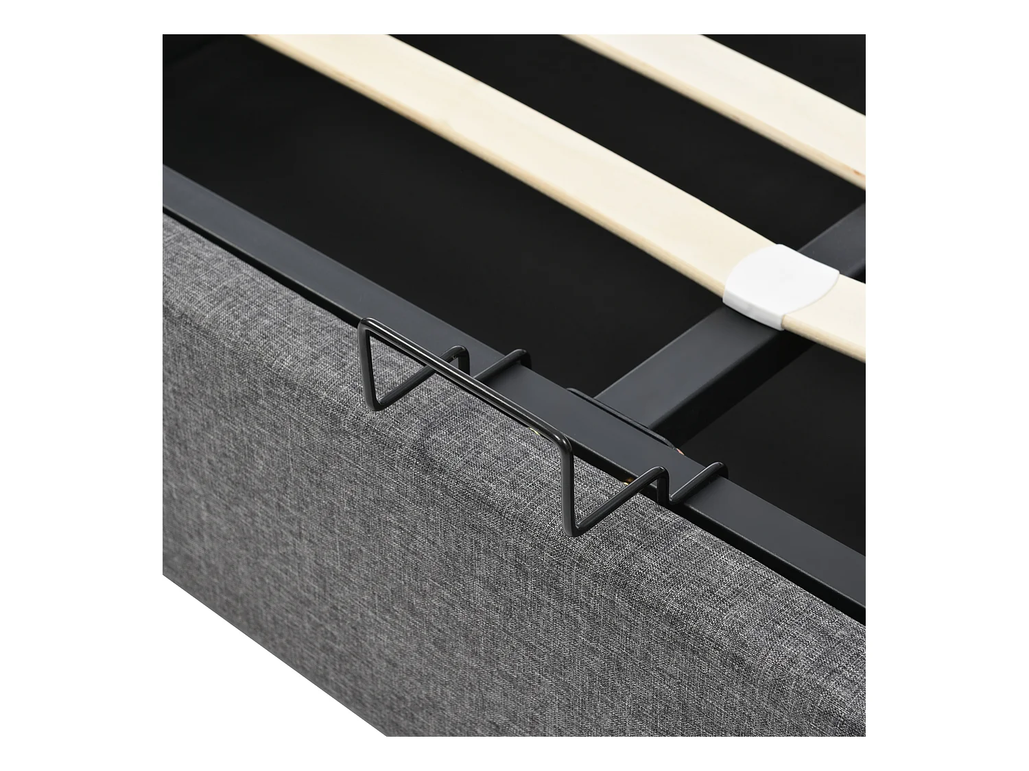 Lit coffre 180x200 cm avec sommier - tête de lit rembourrée avec appui-tête réglable - lin gris (sans matelas)