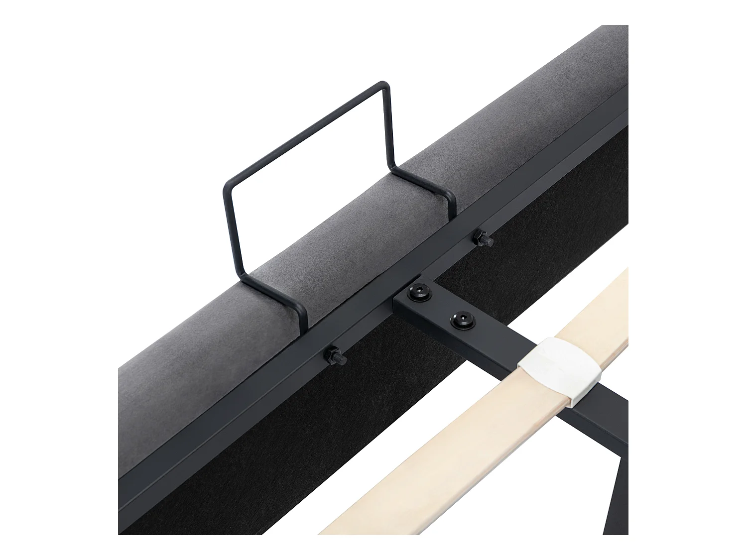 Lit coffre adulte 140x200 cm avec sommier à lattes - tête de lit rembourré et velours - gris (sans matelas)