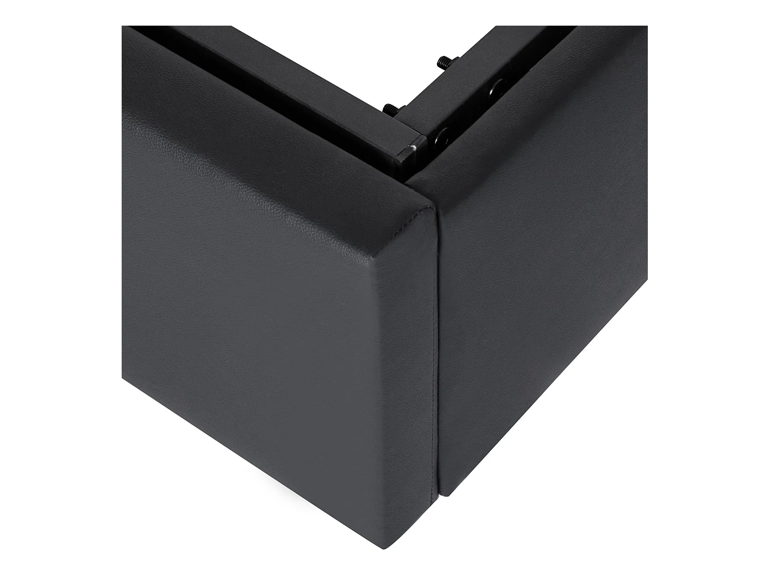 Lit coffre adulte 140x200 cm avec sommier à lattes - tête de lit capitonnée et LED - similicuir - noir (sans matelas)