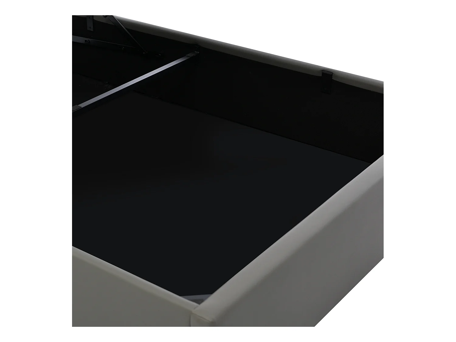 Lit coffre 140x200 cm avec sommier - tête de lit rembourrée avec LED - similicuir gris (sans matelas)