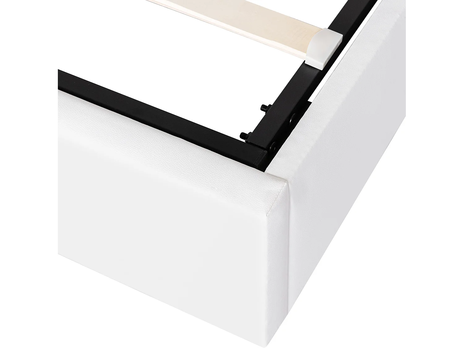 Volwassen opbergbed 140x190 cm met lattenbodem - gestoffeerd hoofdbord en LED - kunstleer - wit (zonder matras)