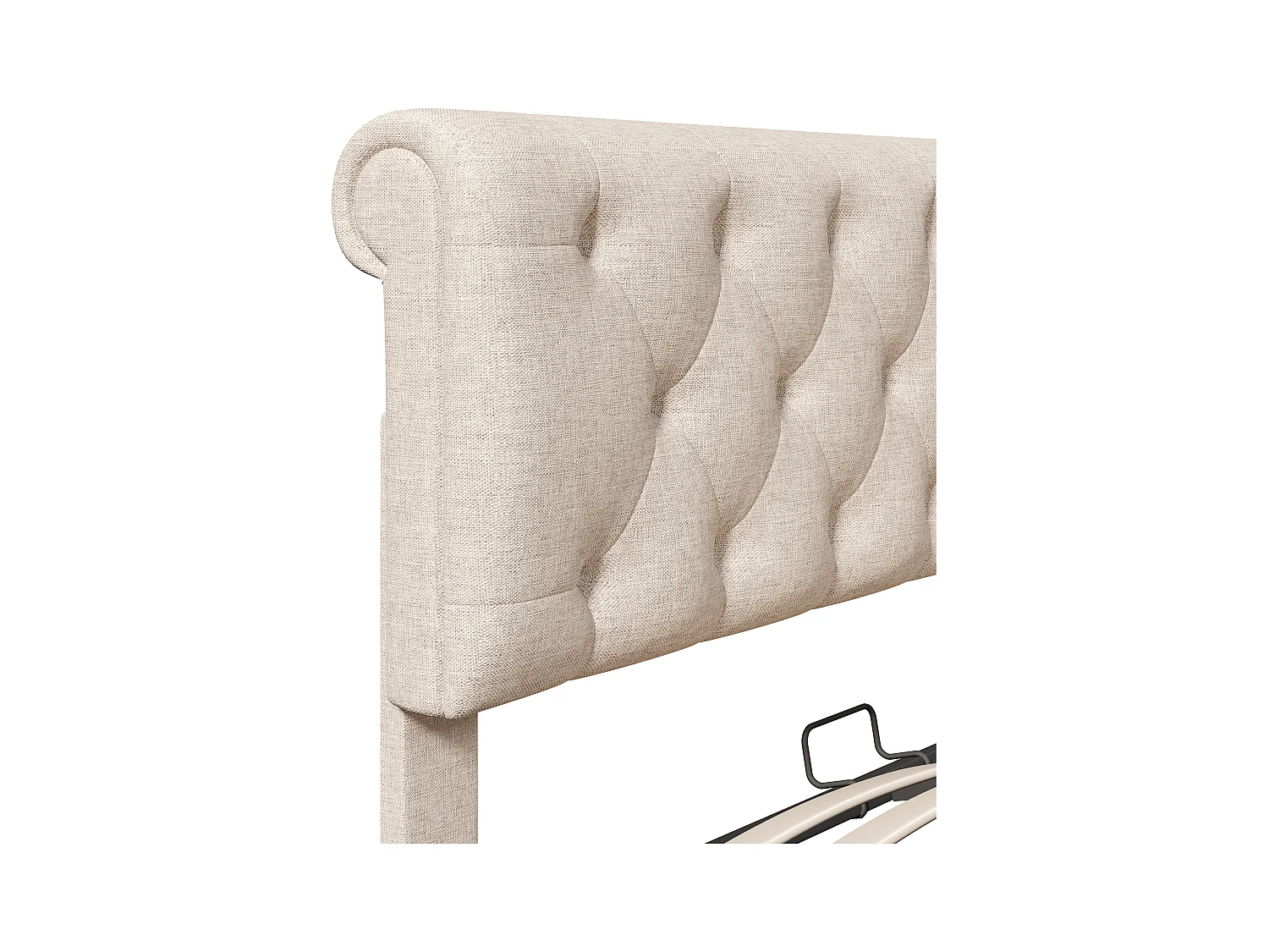 Lit coffre 160x200 cm avec sommier - tête de lit réglable en hauteur - tissu lin - couleur naturelle (sans matelas)