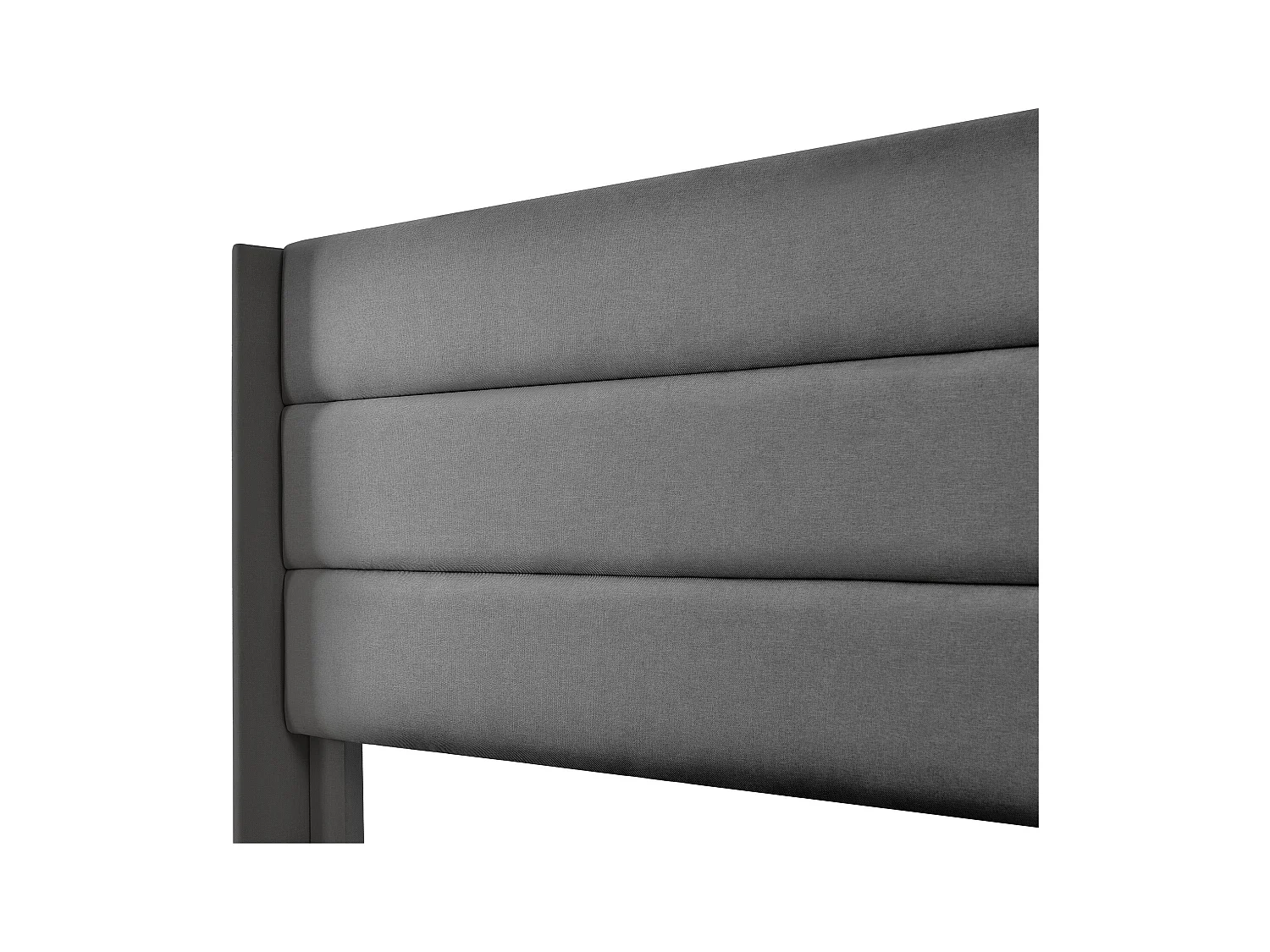 Lit coffre 140x200 cm avec sommier - tête de lit capitonnée - métal + bois - lin gris (sans matelas)