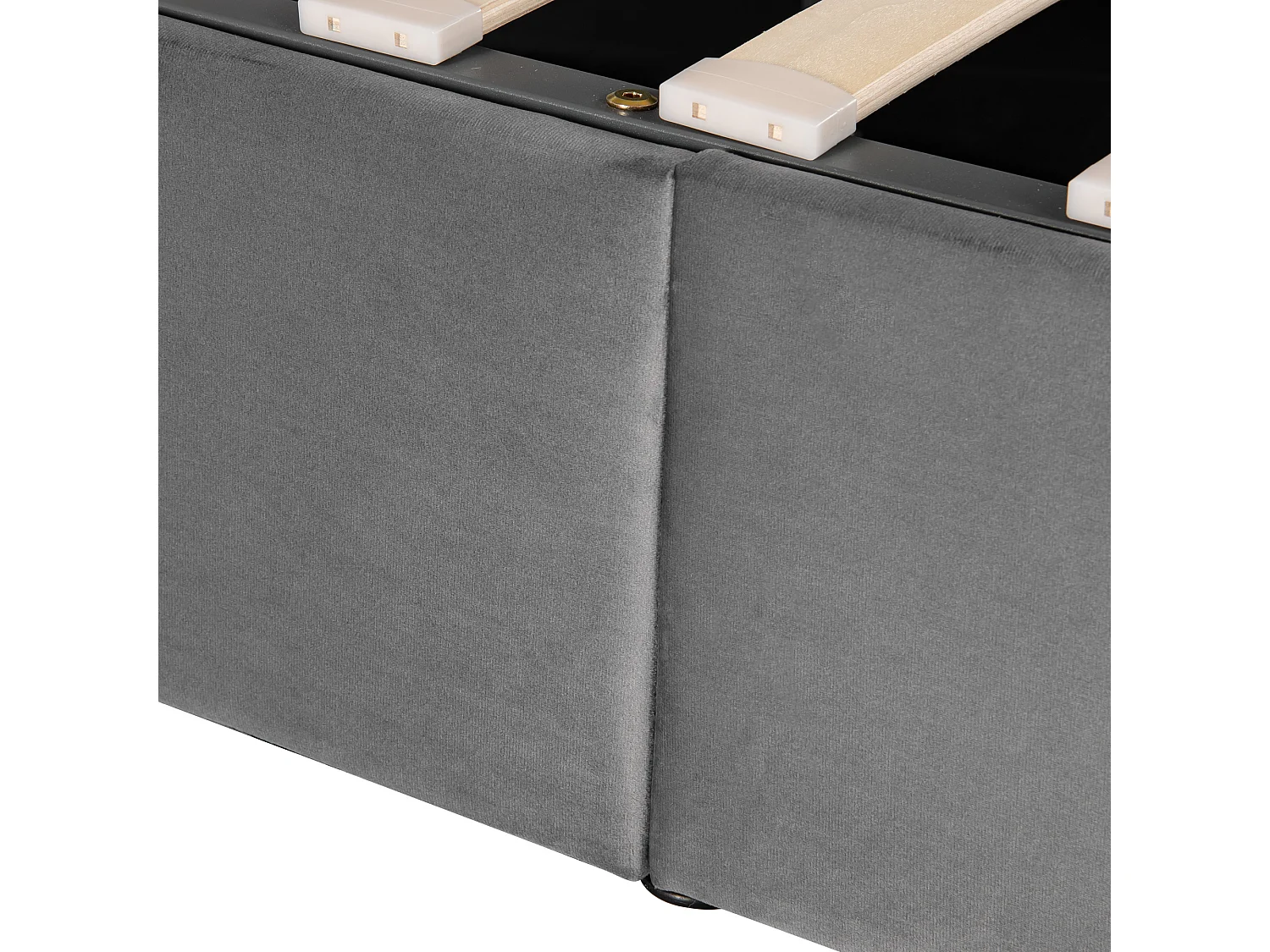 Volwassen opbergbed 140x200 cm met lattenbodem - in hoogte verstelbaar hoofdeinde - fluweel - grijs (zonder matras)