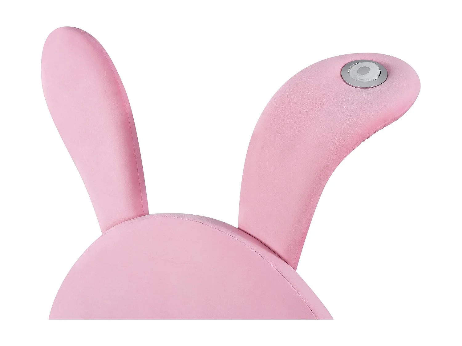 Lit simple 90x200 cm avec 2 bancs de rangement, éclairage LED et oreilles de lapin pliables en velours rose (Sans matelas)