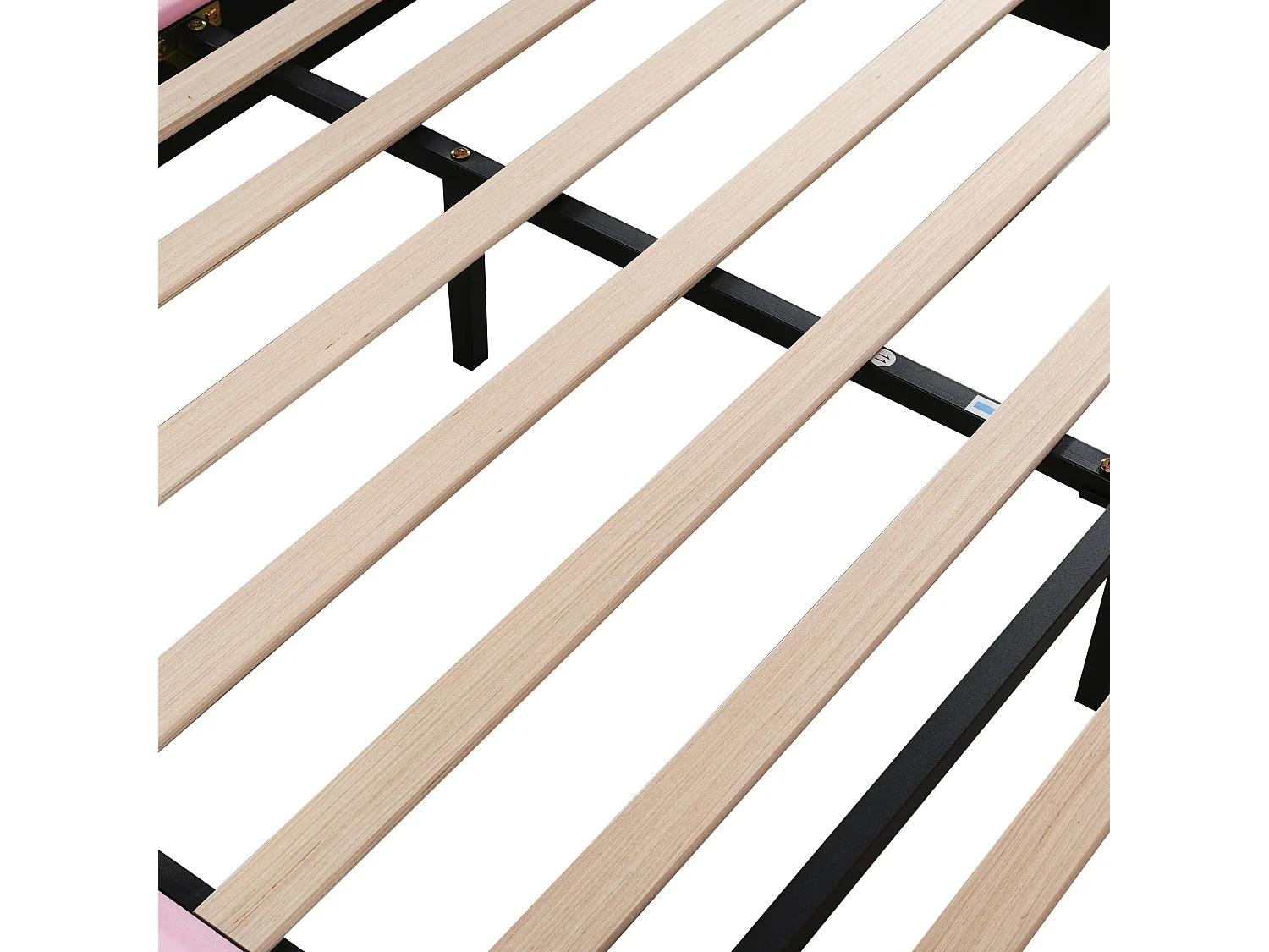 Lit enfant 140x200 cm avec 2 tabourets - tête de lit réglable en hauteur et LED - velours rose (sans matelas)