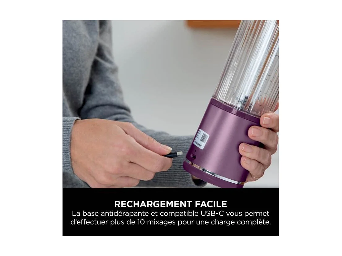 Blender portable Ninja Blast - BC150EUPR - bol 530 ml - autonomie 2h - sans fil - sans BPA - violet
