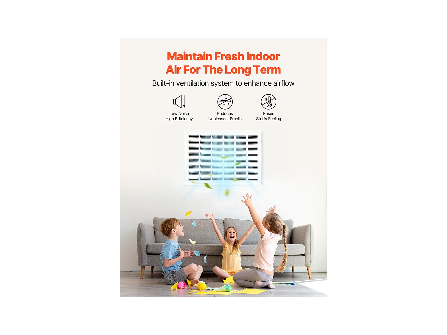 Grille de Ventilation SucceBuy 83x57,2x4 cm, Adaptée à une Ouverture d'Installation de 75,5x50,5 cm, Grille d'Évacuation d'Air pour Montage Mur