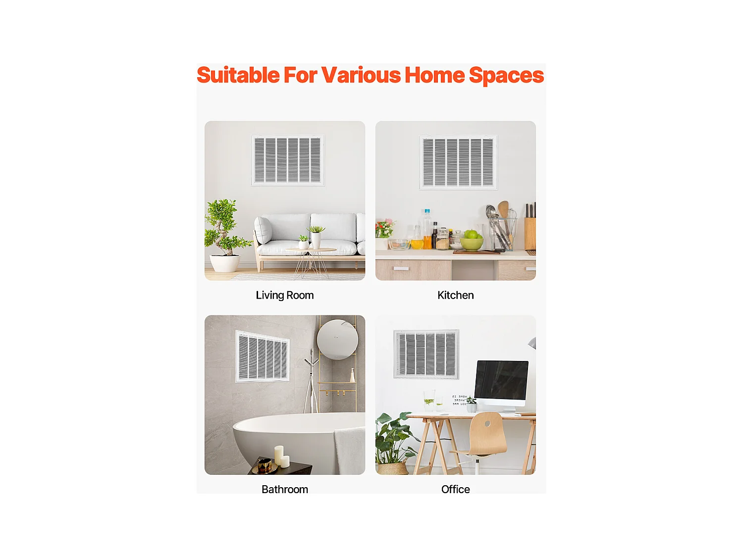 Grille de Ventilation SucceBuy 83x57,2x4 cm, Adaptée à une Ouverture d'Installation de 75,5x50,5 cm, Grille d'Évacuation d'Air pour Montage Mur