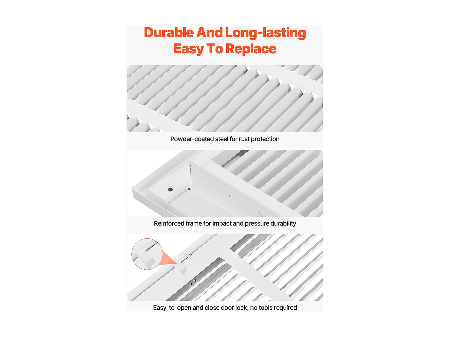 Ventilatierooster SucceBuy 83x57,2x4 cm, Geschikt voor Installatieopening 75,5x50,5 cm, Luchtafvoerrooster voor Muurmontage
