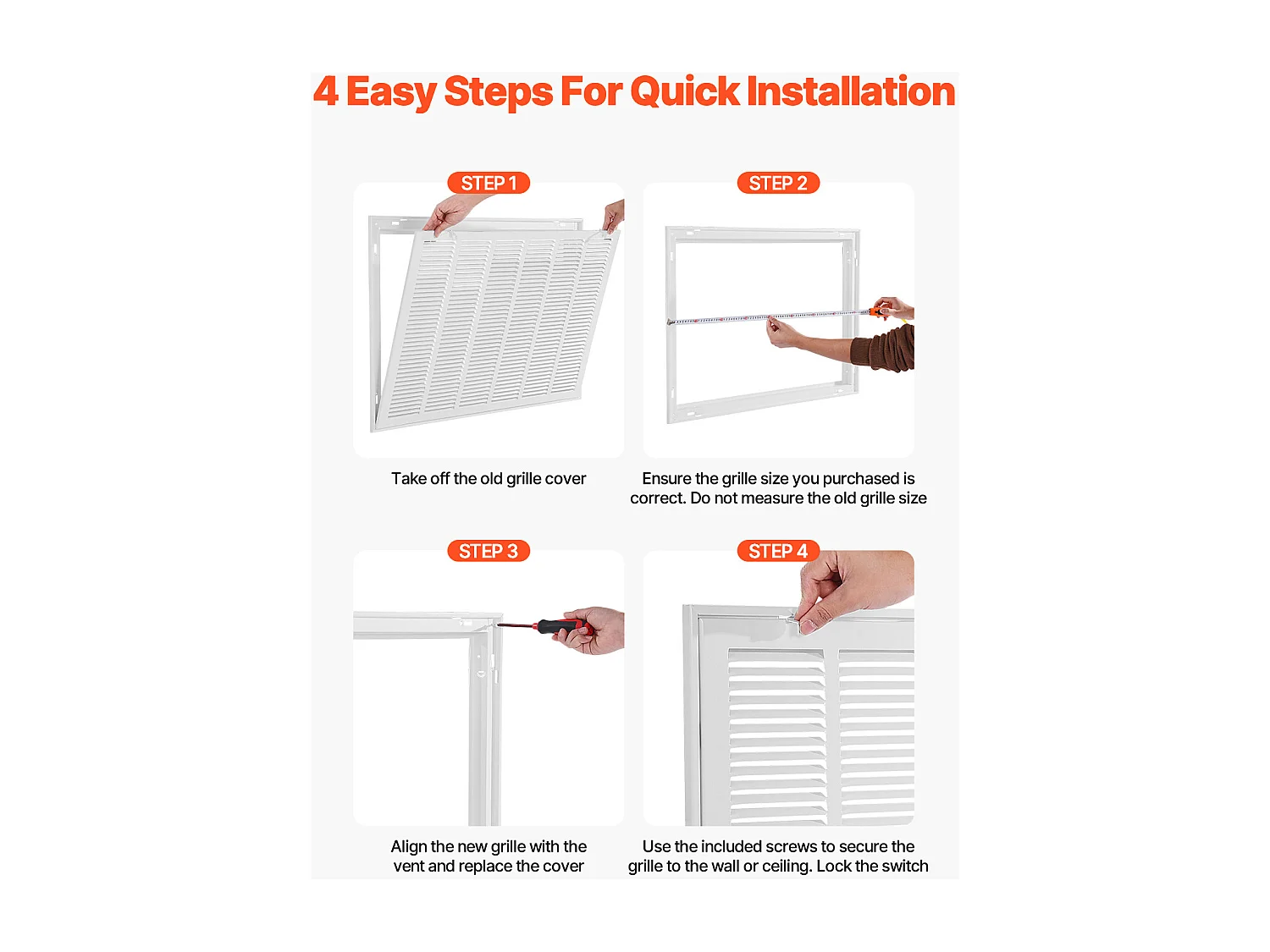 Ventilatierooster SucceBuy 83x57,2x4 cm, Geschikt voor Installatieopening 75,5x50,5 cm, Luchtafvoerrooster voor Muurmontage