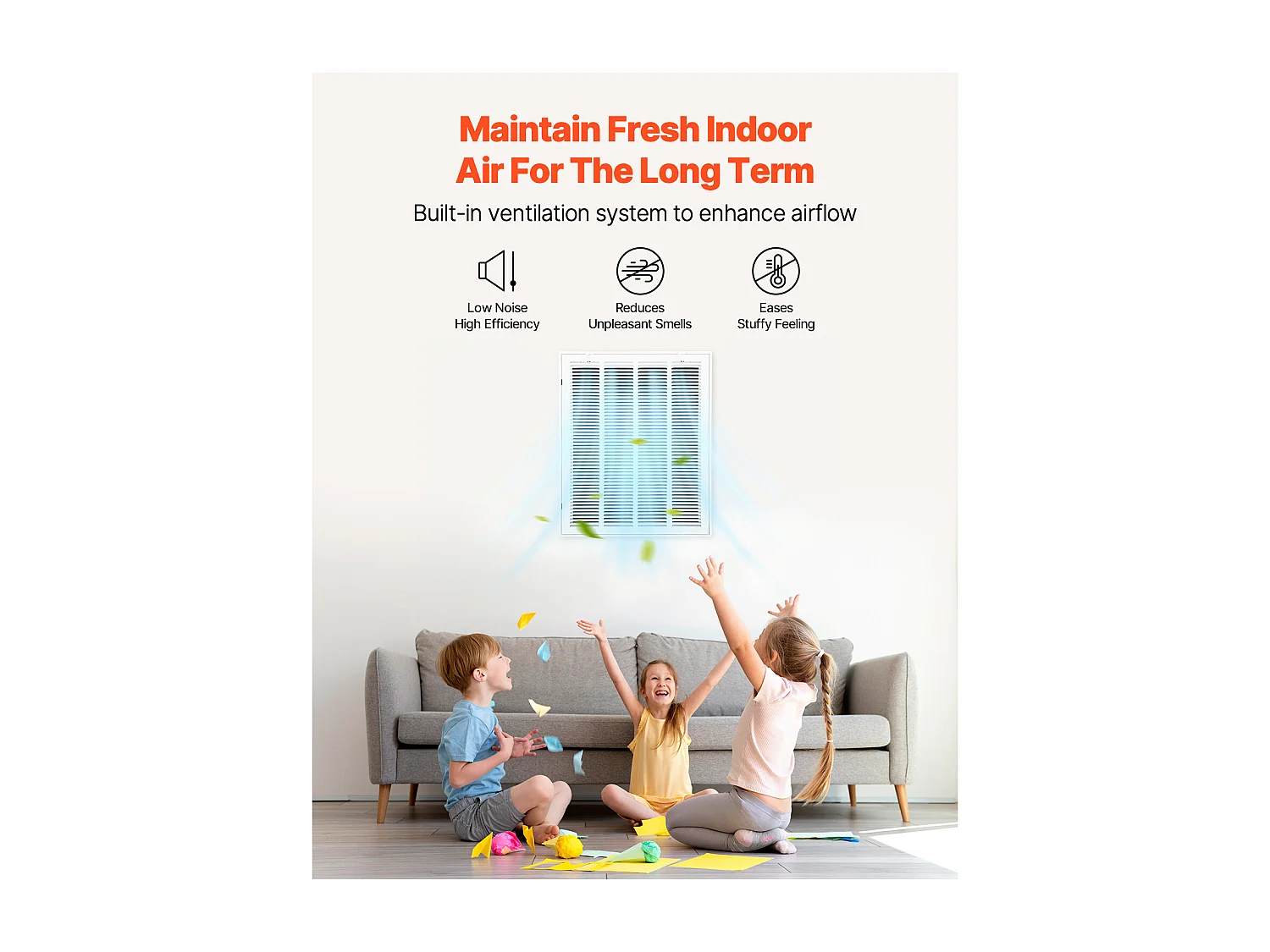 Ventilatierooster SucceBuy voor Installatieopening (50x63 cm), Muurextractierooster Met Lamellen, Gecoat Luchtterugvoerrooster