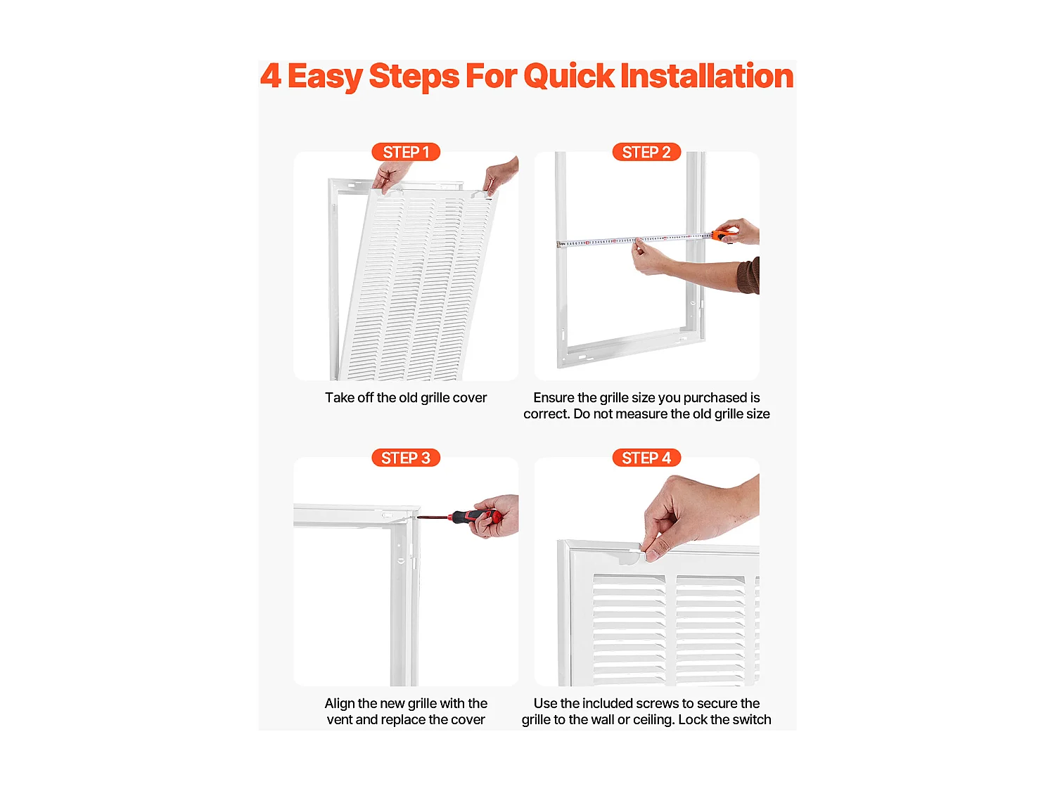 Ventilatierooster SucceBuy voor Installatieopening (50x63 cm), Muurextractierooster Met Lamellen, Gecoat Luchtterugvoerrooster