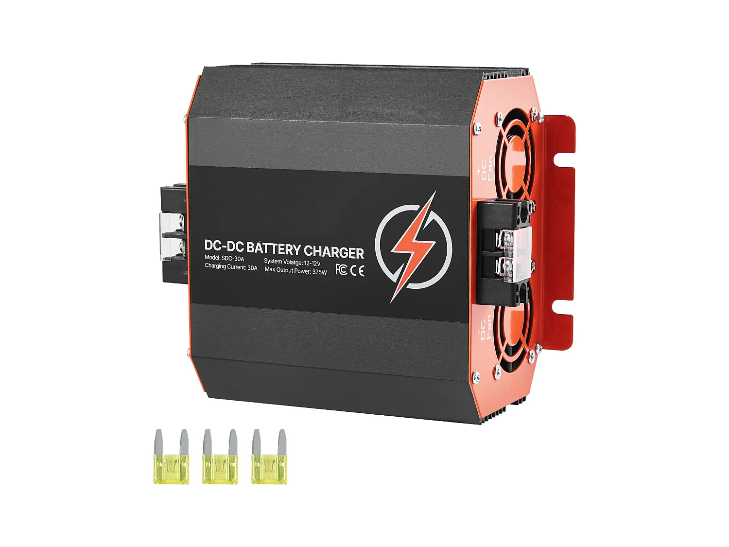 Chargeur de Batterie SucceBuy 12V 30A DC/DC, 375W, Chargeur pour Différents Types de Batteries Telles Que les Batteries au Plomb-Acide, au Lithium, AGM, GEL