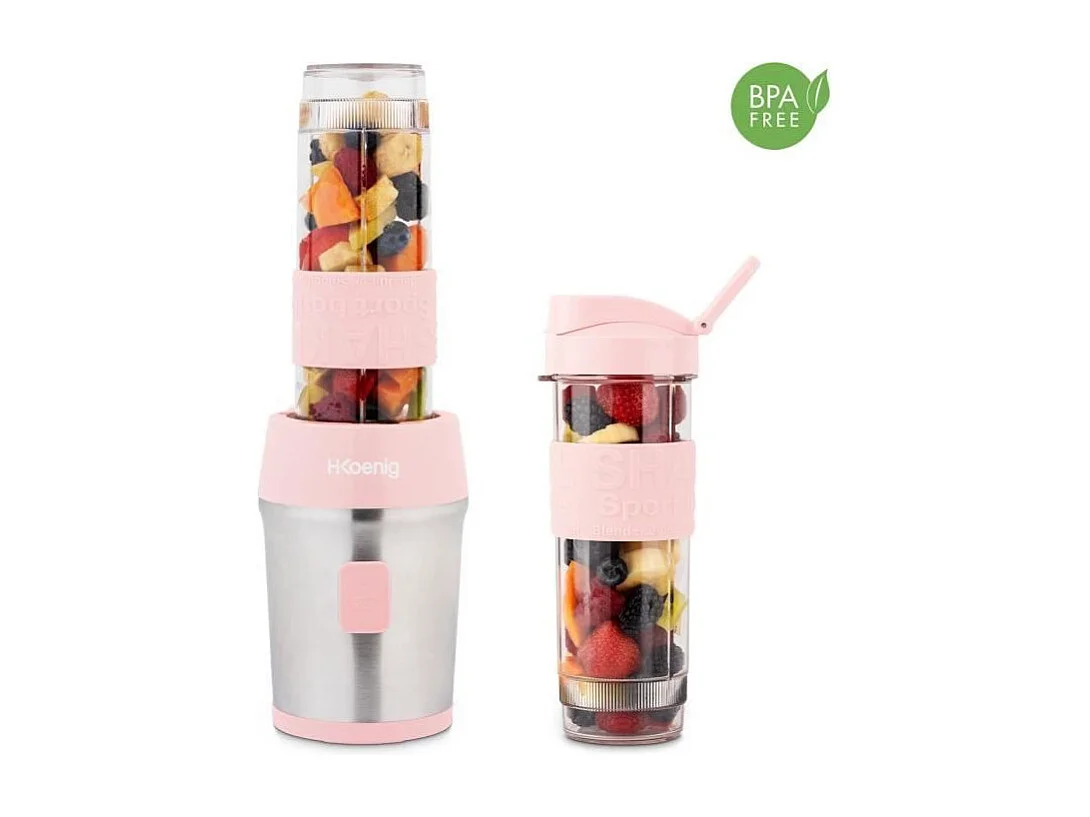 Mini blender - SMOO12 - 300 W - 570 mL - Rose pastel - 2 gourdes incluses
