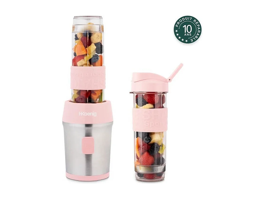 Mini blender - SMOO12 - 300 W - 570 mL - Rose pastel - 2 gourdes incluses