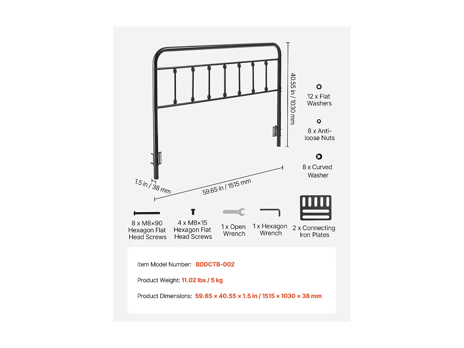 Cabeceira SucceBuy Queen Size, Acessórios de Cama, Cabeceira (151.5 x 103 x 3.8 cm) Adaptada a Quarto, Hotel, Hospedagem
