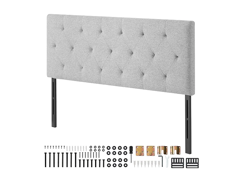 Bedkop SucceBuy voor Twee Persoons Bed, Hoogte Verstelbaar, Ruitgequilt Design, Ideaal voor Slaapkamer, Hotel, Gastenhuis, Slaapzaal, Kleur Lichtgrijs