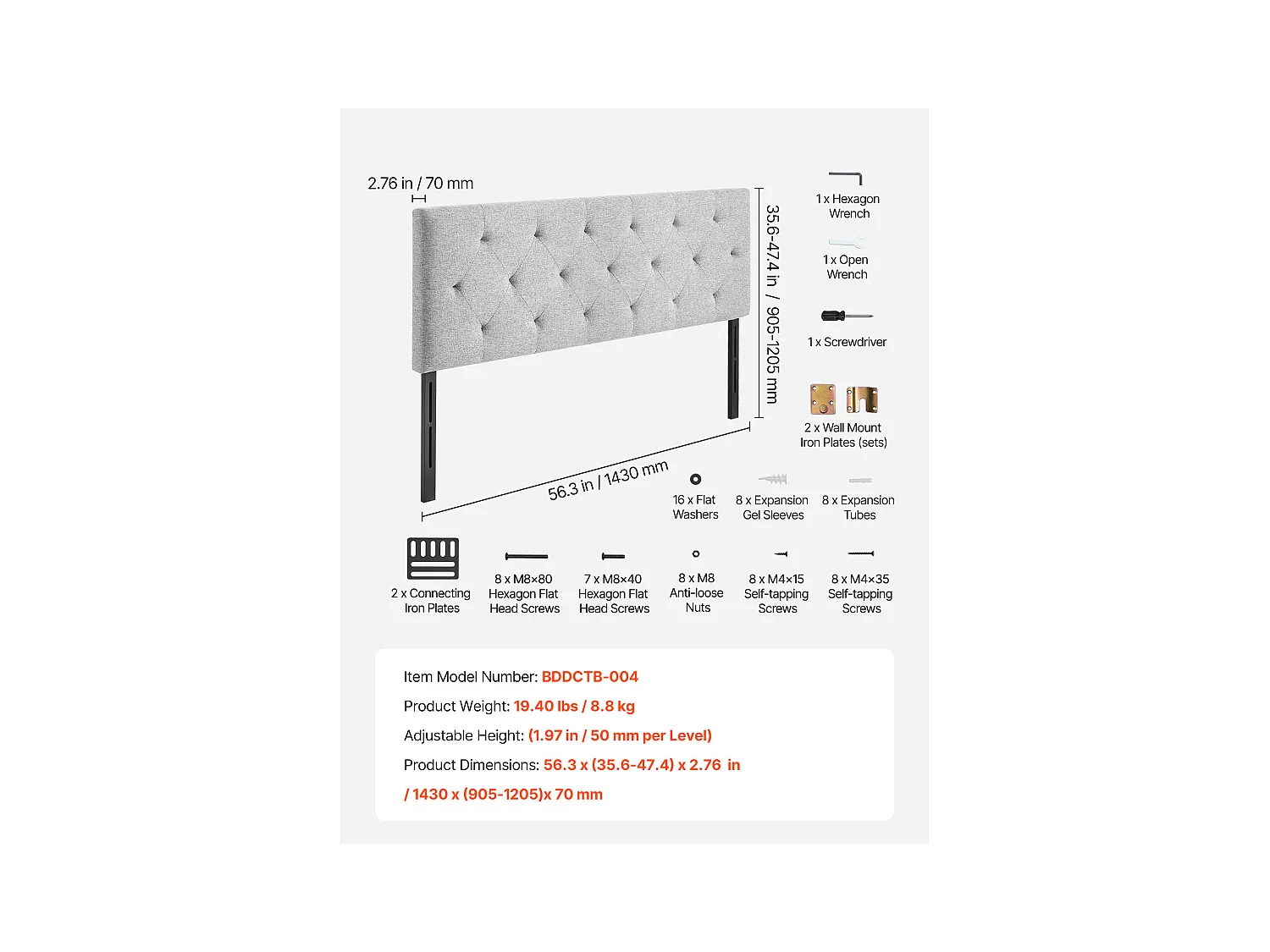 Wezgłowie Łóżka SucceBuy do Łóżka Podwójnego, Regulowane Wysokością, Design Pikowany w Romb, Idealne do Sypialni, Hotelu, Pokoju Gościnnego, Sypialni