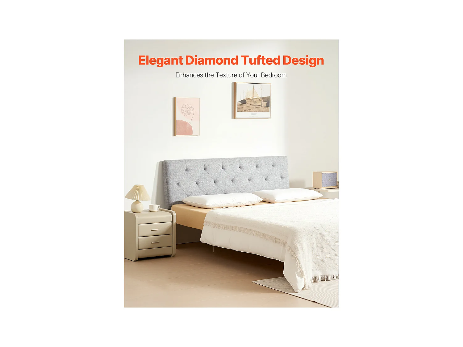 Wezgłowie Łóżka SucceBuy do Łóżka Podwójnego, Regulowane Wysokością, Design Pikowany w Romb, Idealne do Sypialni, Hotelu, Pokoju Gościnnego, Sypialni