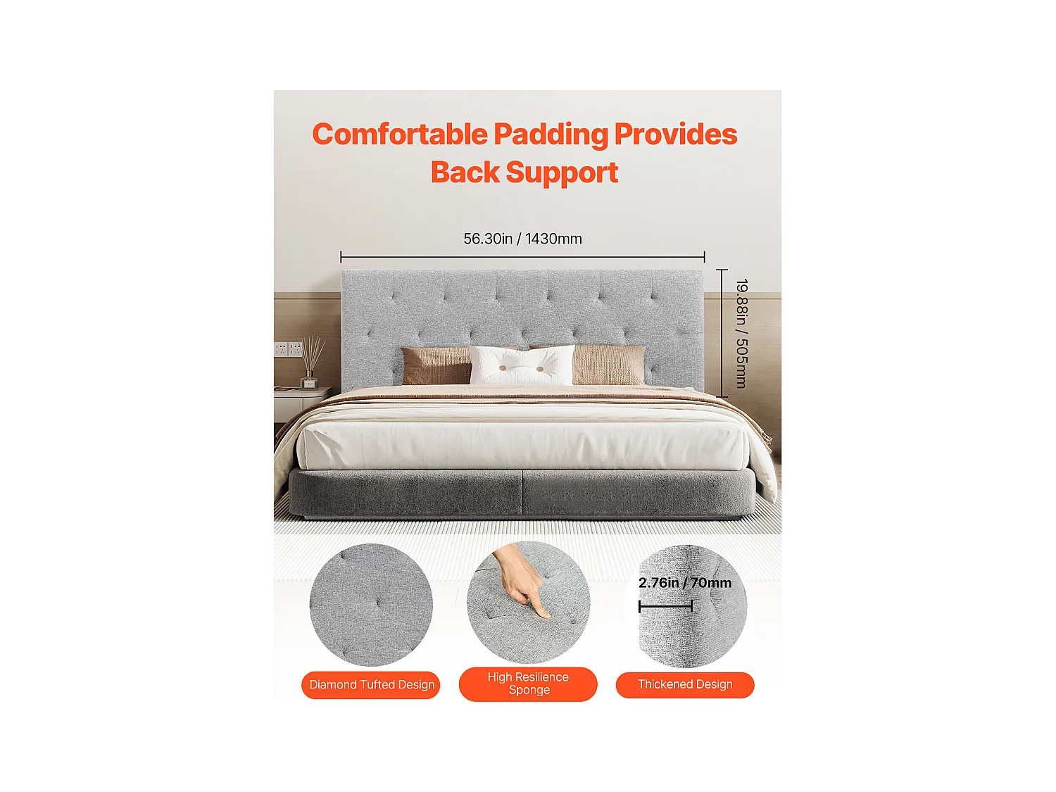 Wezgłowie Łóżka SucceBuy do Łóżka Podwójnego, Regulowane Wysokością, Design Pikowany w Romb, Idealne do Sypialni, Hotelu, Pokoju Gościnnego, Sypialni