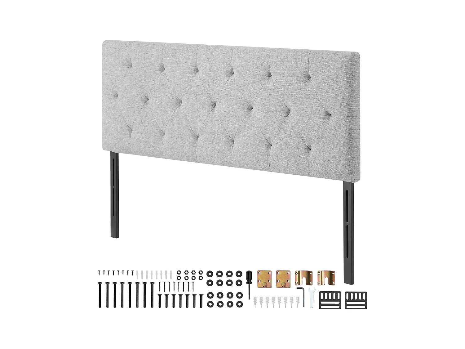 Tête de Lit SucceBuy pour Lit Double, Réglable en Hauteur, Design Capitonné en Losanges, Idéale pour Chambre, Hôtel, Maison d'Hôtes, Dortoir, Coloris Gris Clair
