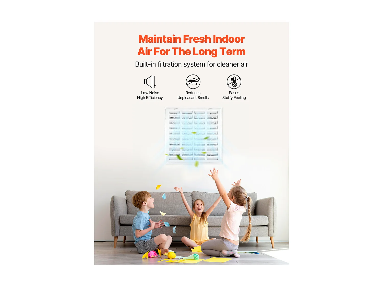 Grille de Filtre SucceBuy à Air pour Ouvertures d'Installation de 50,5 x 50,5 cm (l x h), Avec Filtre, Grille d'Évacuation d'Air pour Montage Mur