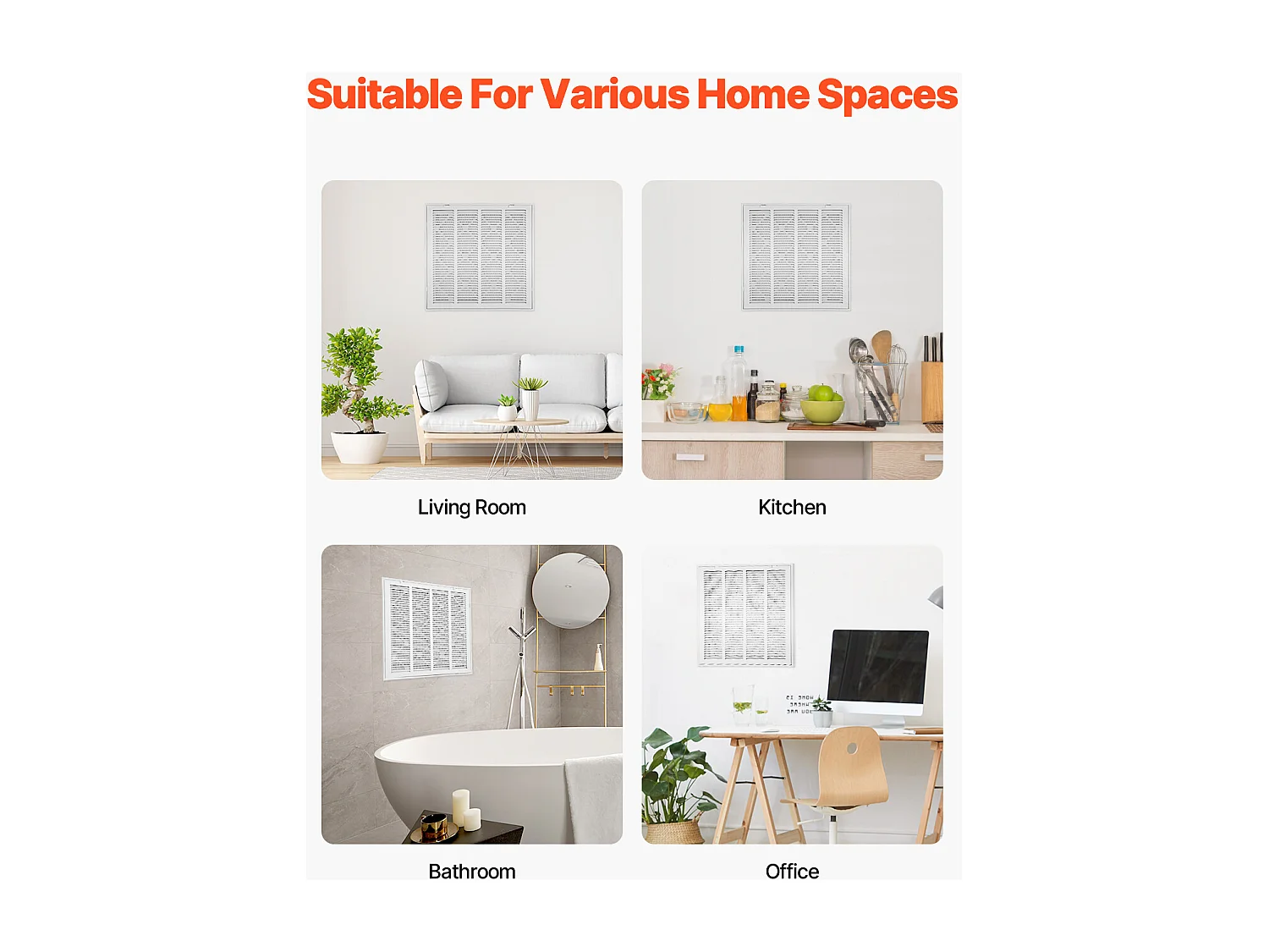 Grille de Filtre SucceBuy à Air pour Ouvertures d'Installation de 50,5 x 50,5 cm (l x h), Avec Filtre, Grille d'Évacuation d'Air pour Montage Mur