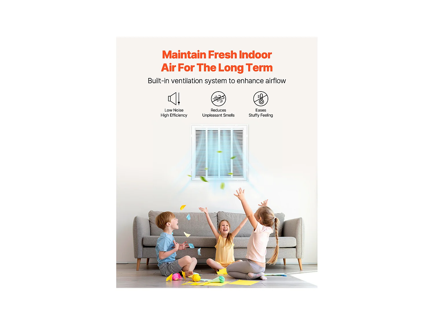 Grade de Retorno de Ar SucceBuy, Compatível com Aberturas de Duto 50.5 x50.5cm, Tampa de Ventilação de Parede Com Quadro de Aço Termo