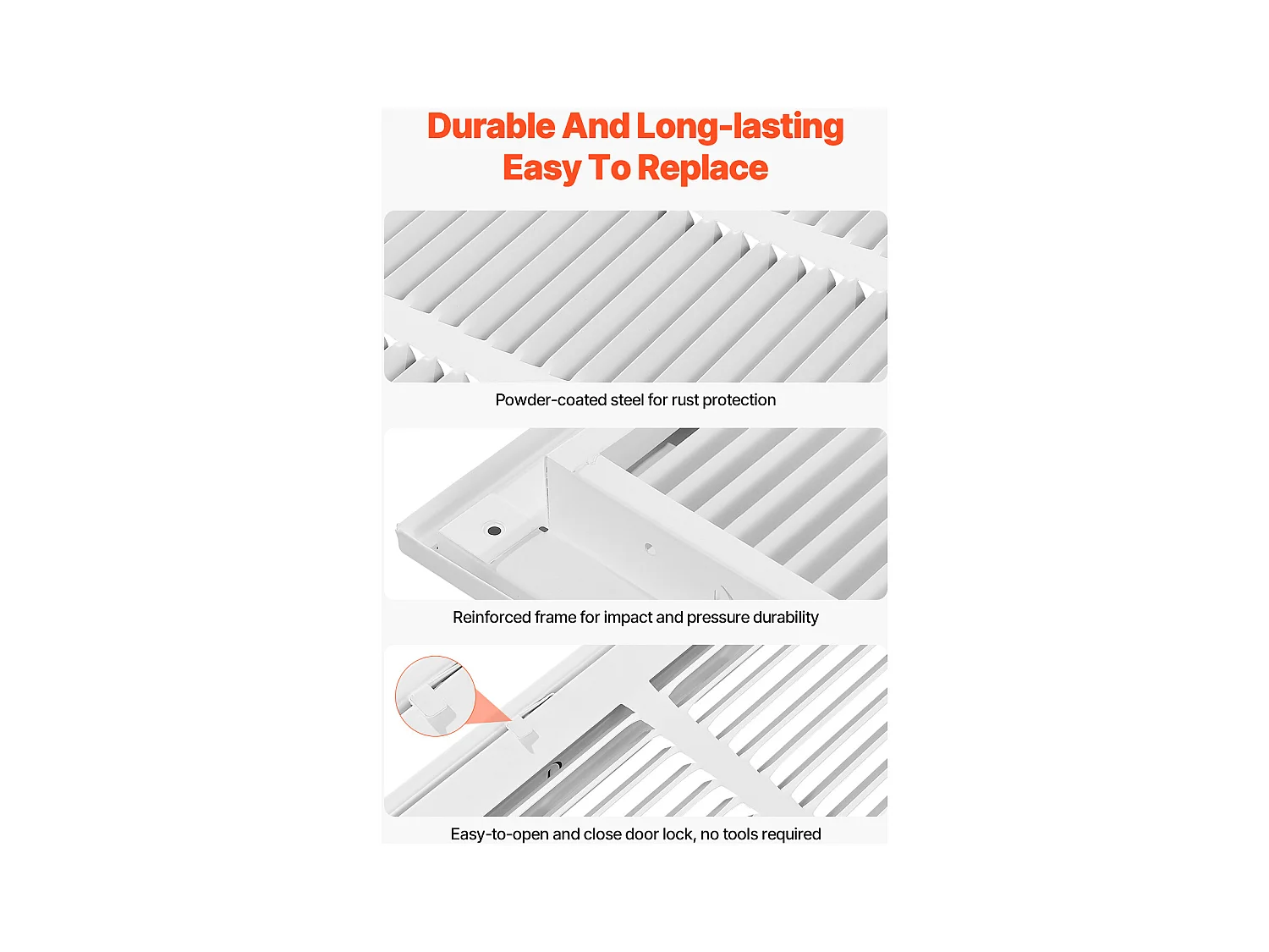 Grade de Retorno de Ar SucceBuy, Compatível com Aberturas de Duto 50.5 x50.5cm, Tampa de Ventilação de Parede Com Quadro de Aço Termo