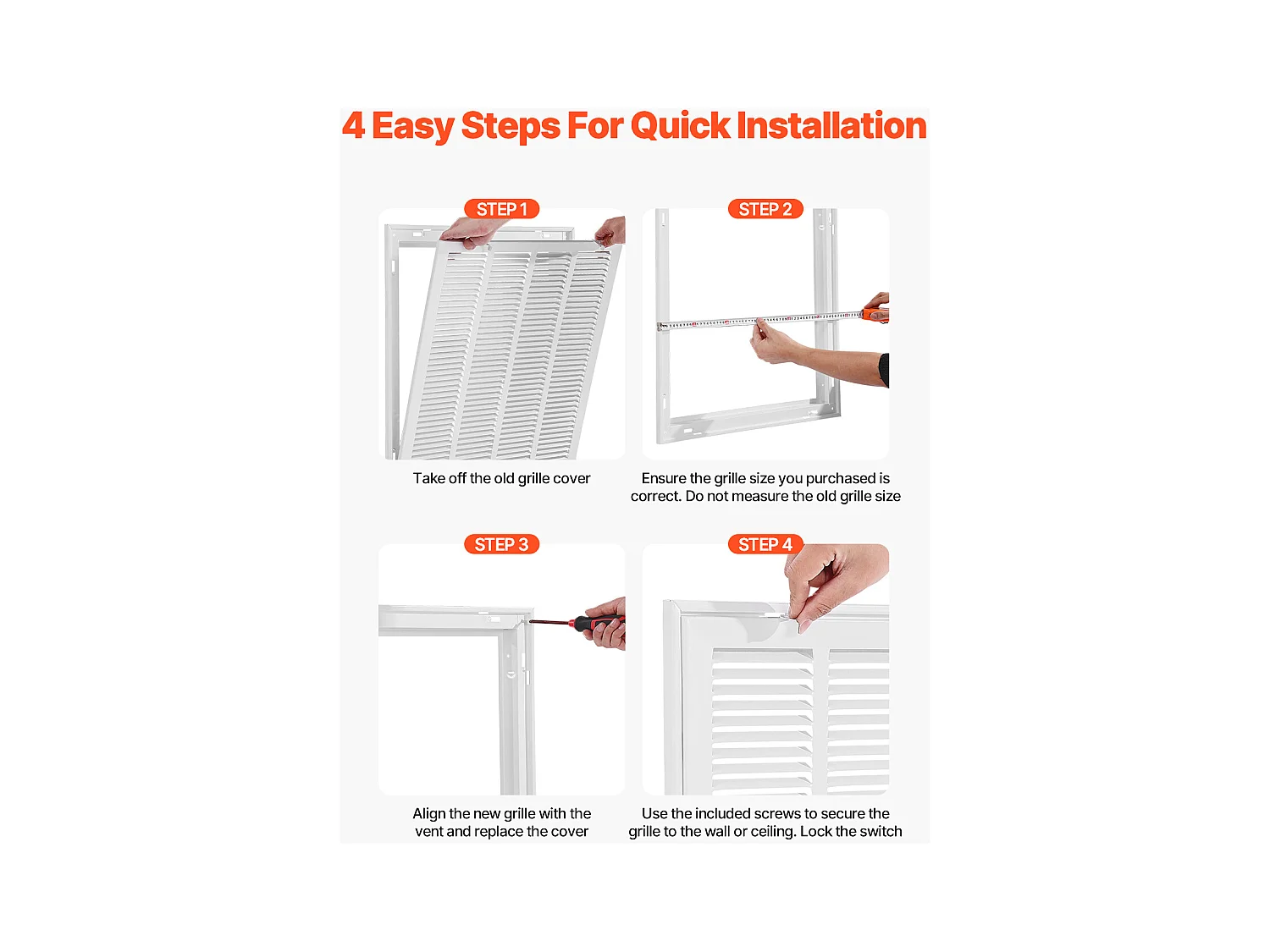 Grade de Retorno de Ar SucceBuy, Compatível com Aberturas de Duto 50.5 x50.5cm, Tampa de Ventilação de Parede Com Quadro de Aço Termo