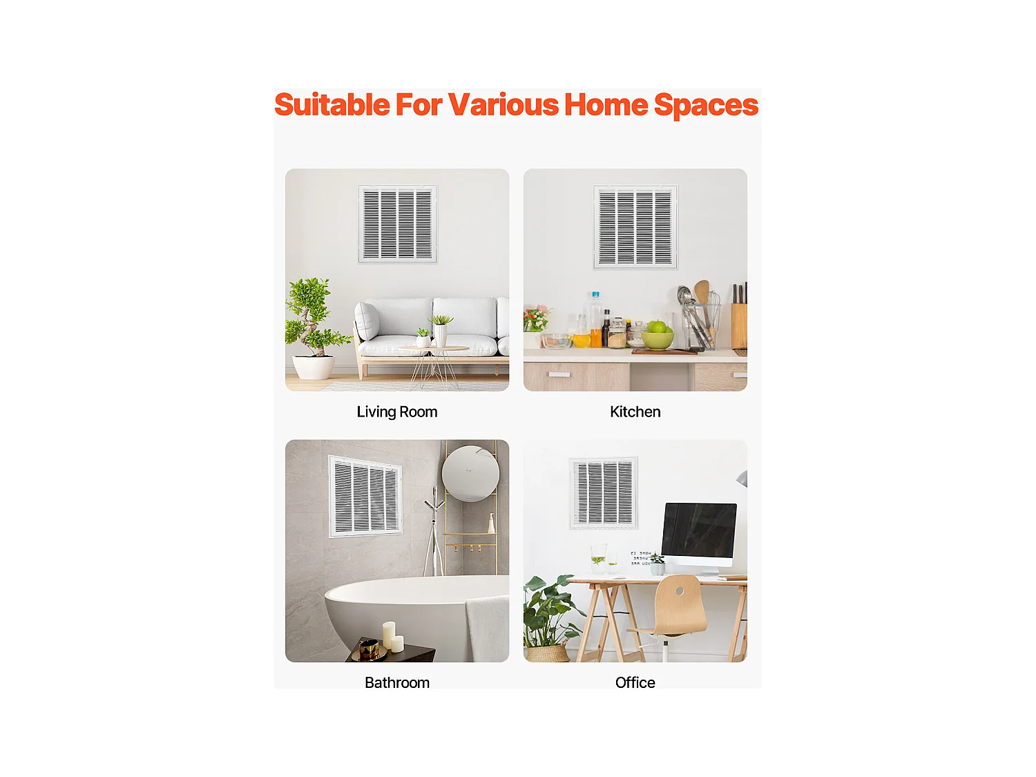 Grade de Retorno de Ar SucceBuy, Compatível com Aberturas de Duto 50.5 x50.5cm, Tampa de Ventilação de Parede Com Quadro de Aço Termo