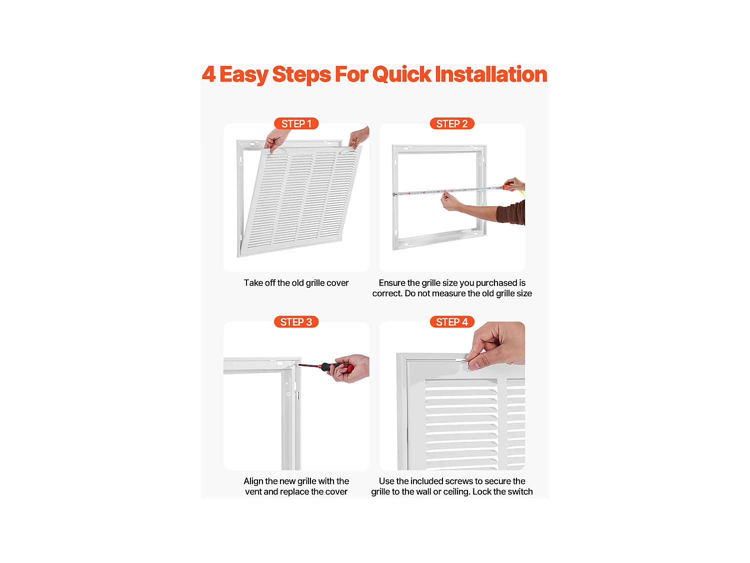 Griglia Filtro SucceBuy di Ritorno Aria per Apertura di Installazione (60,5 x 45,5 cm), Filtro Non Incluso, Griglia di Evacuazione Aria per Montaggio a Parete