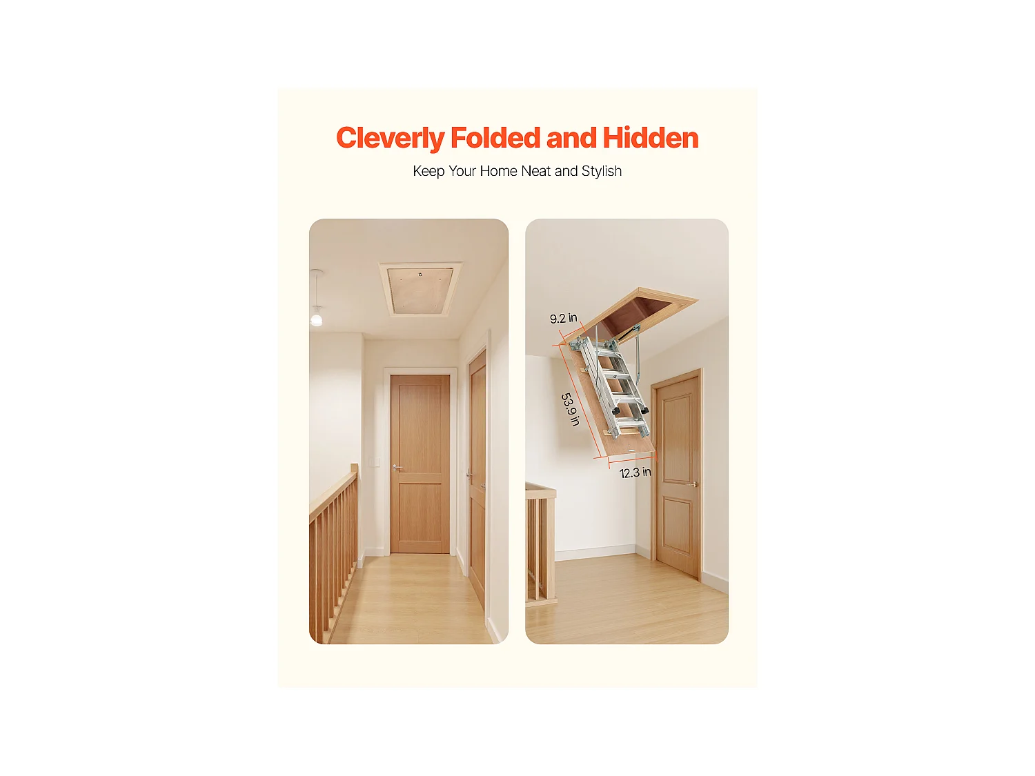 Échelle de Grenier SucceBuy Pliable, Capacité de Charge 170 kg, Adaptée à une Hauteur d'Installation de 3 à 3,13 m, Structure en Aluminium Polyvalente