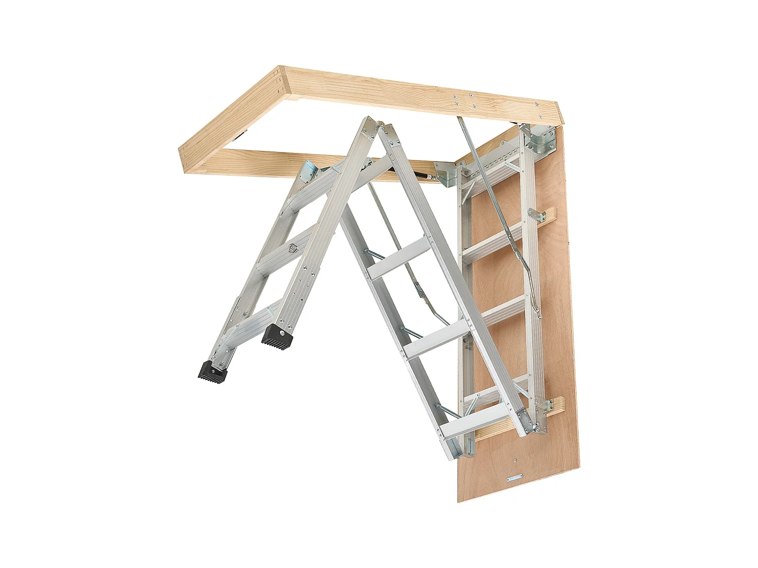 Échelle de Grenier SucceBuy Pliable, Capacité de Charge 170 kg, Adaptée à une Hauteur d'Installation de 3 à 3,13 m, Structure en Aluminium Polyvalente