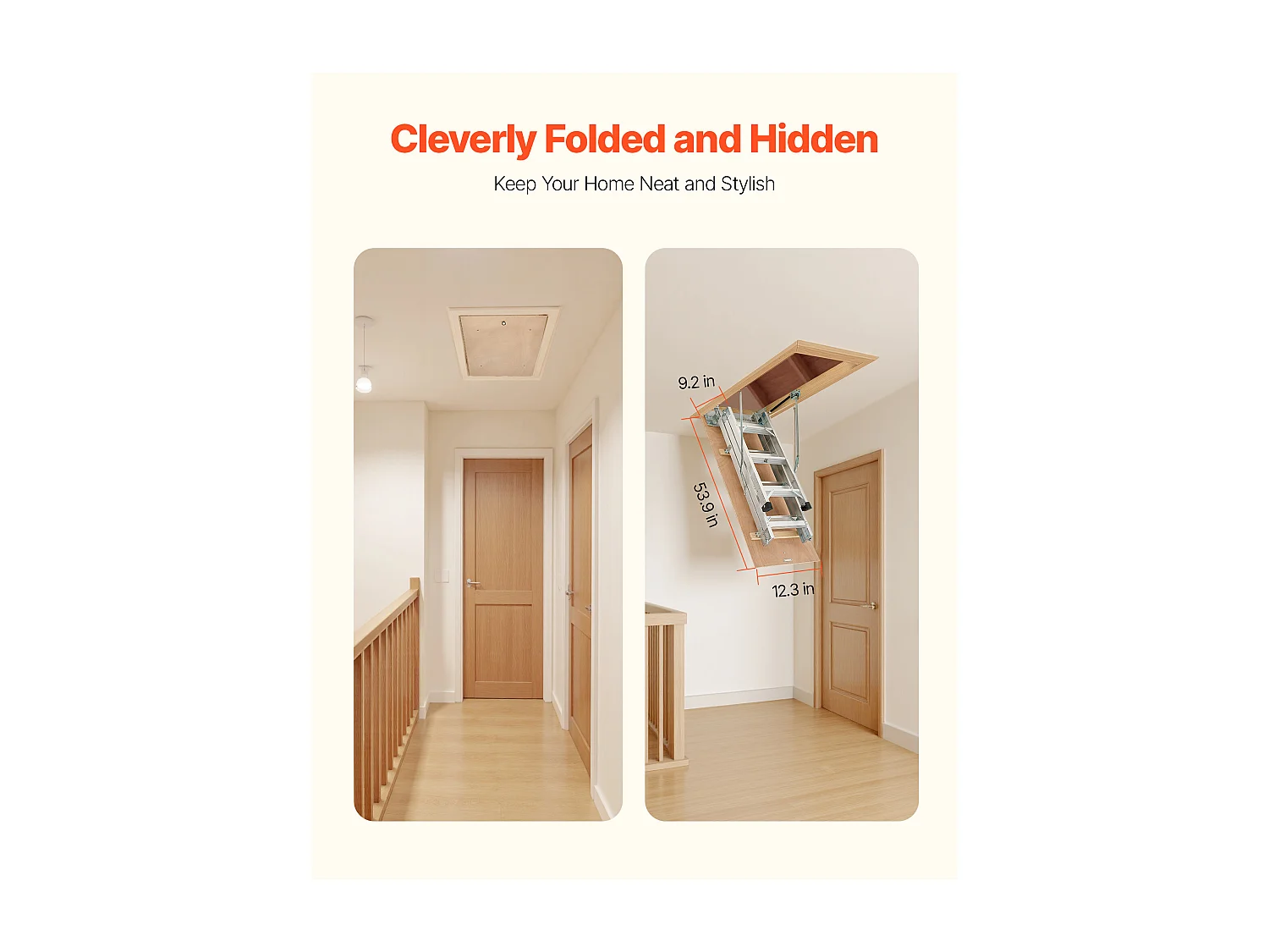 Escalera de Ático SucceBuy Plegable, Capacidad de Carga 170 kg, Adaptada a Altura de Instalación de 3 a 3,13 m, Estructura de Aluminio Versátil