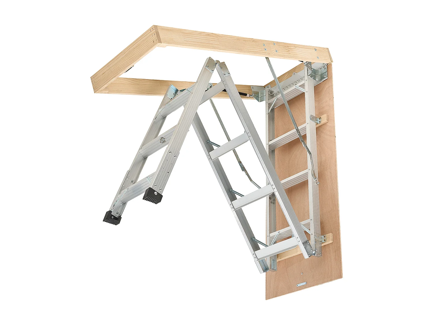 Escalera de Ático SucceBuy Plegable, Capacidad de Carga 170 kg, Adaptada a Altura de Instalación de 3 a 3,13 m, Estructura de Aluminio Versátil