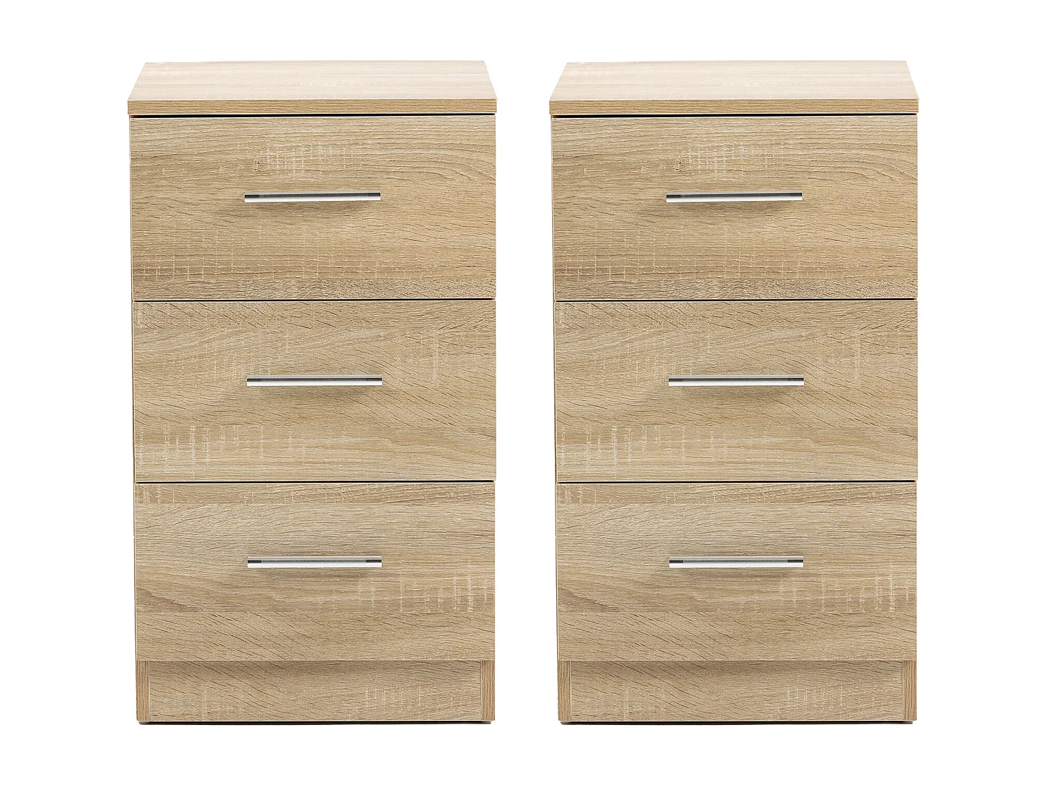 Table de chevet avec 3 tiroirs, design moderne, panneau de particules, couleur naturelle (37.6x35.2x65.5cm)