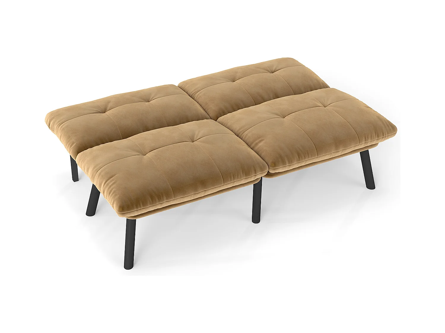 Canapé-lit convertible 2 places, design moderne, velours et métal, marron, fonction couchage spacieux (160x81x78 cm)