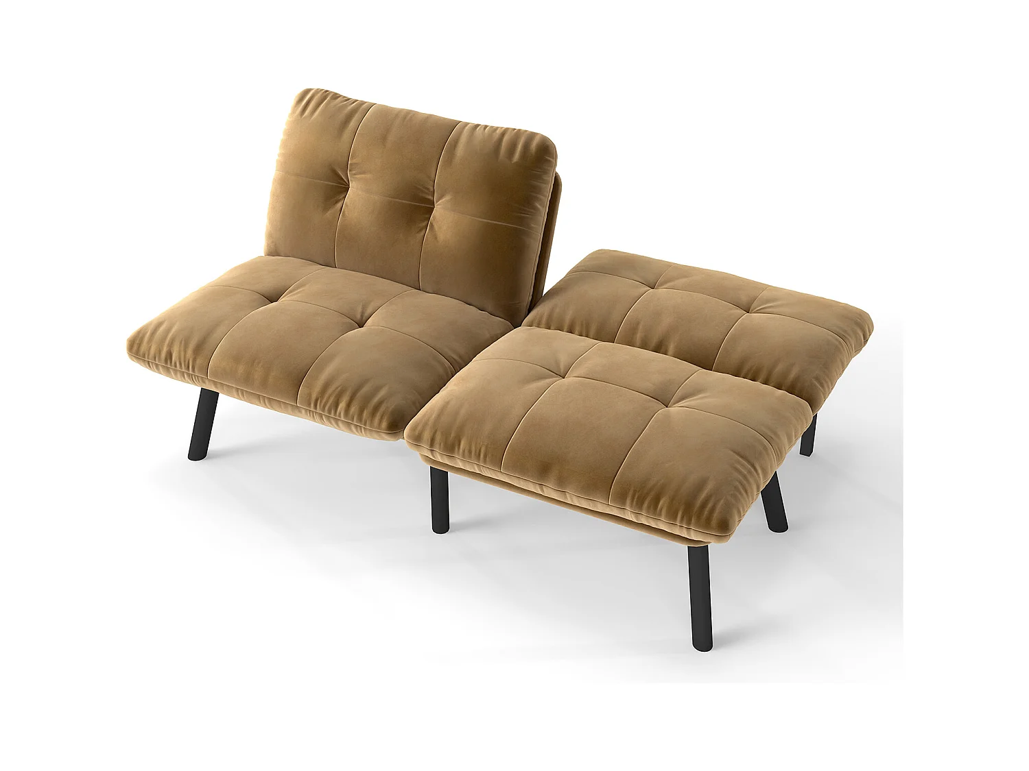 Canapé-lit convertible 2 places, design moderne, velours et métal, marron, fonction couchage spacieux (160x81x78 cm)