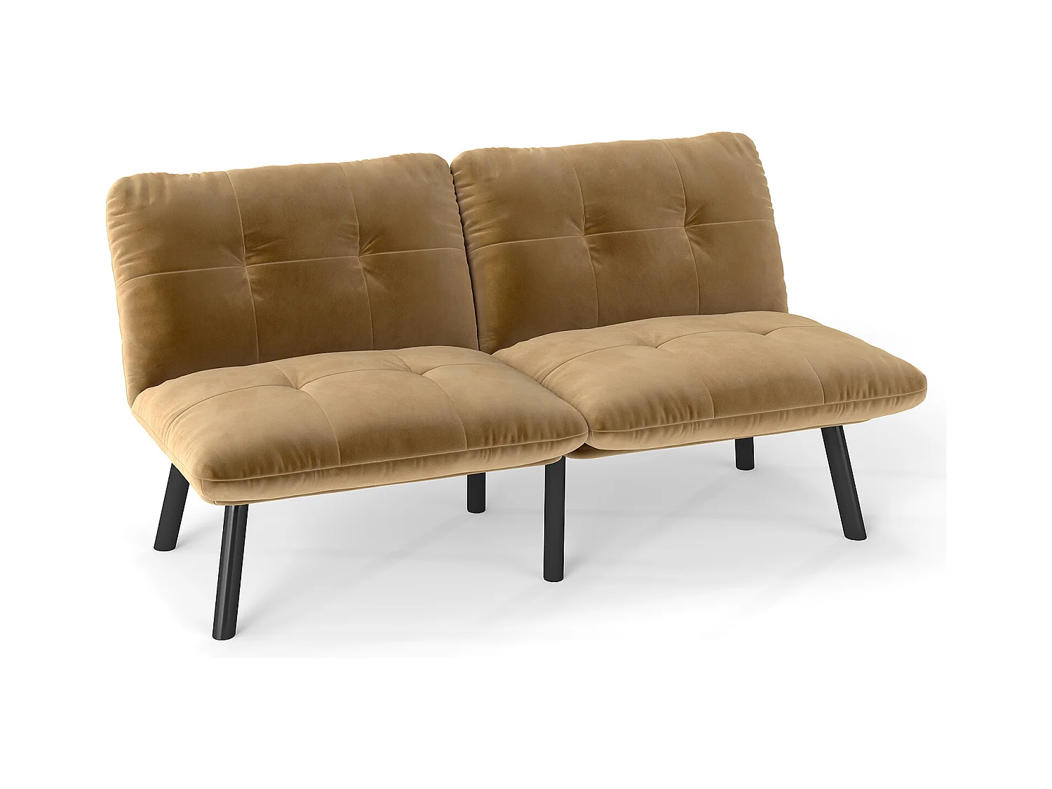 2-zits slaapbank, modern design, fluweel en metaal, bruin, ruime slaapfunctie (160x81x78 cm)