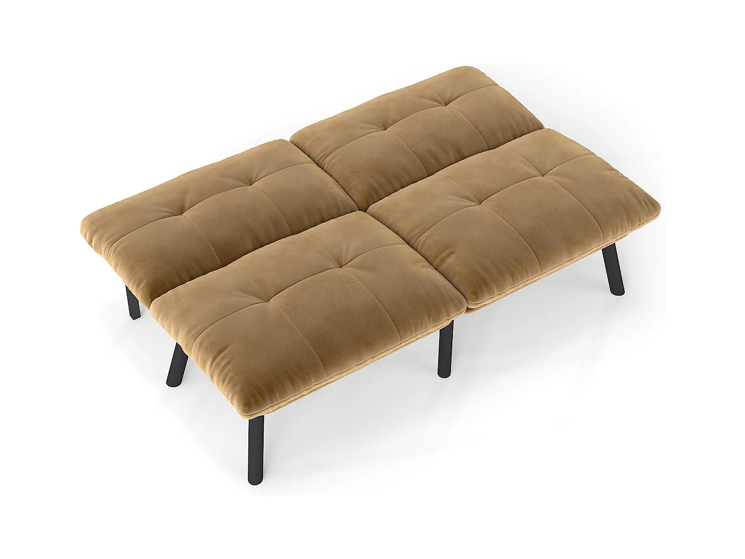 2-zits slaapbank, modern design, fluweel en metaal, bruin, ruime slaapfunctie (160x81x78 cm)