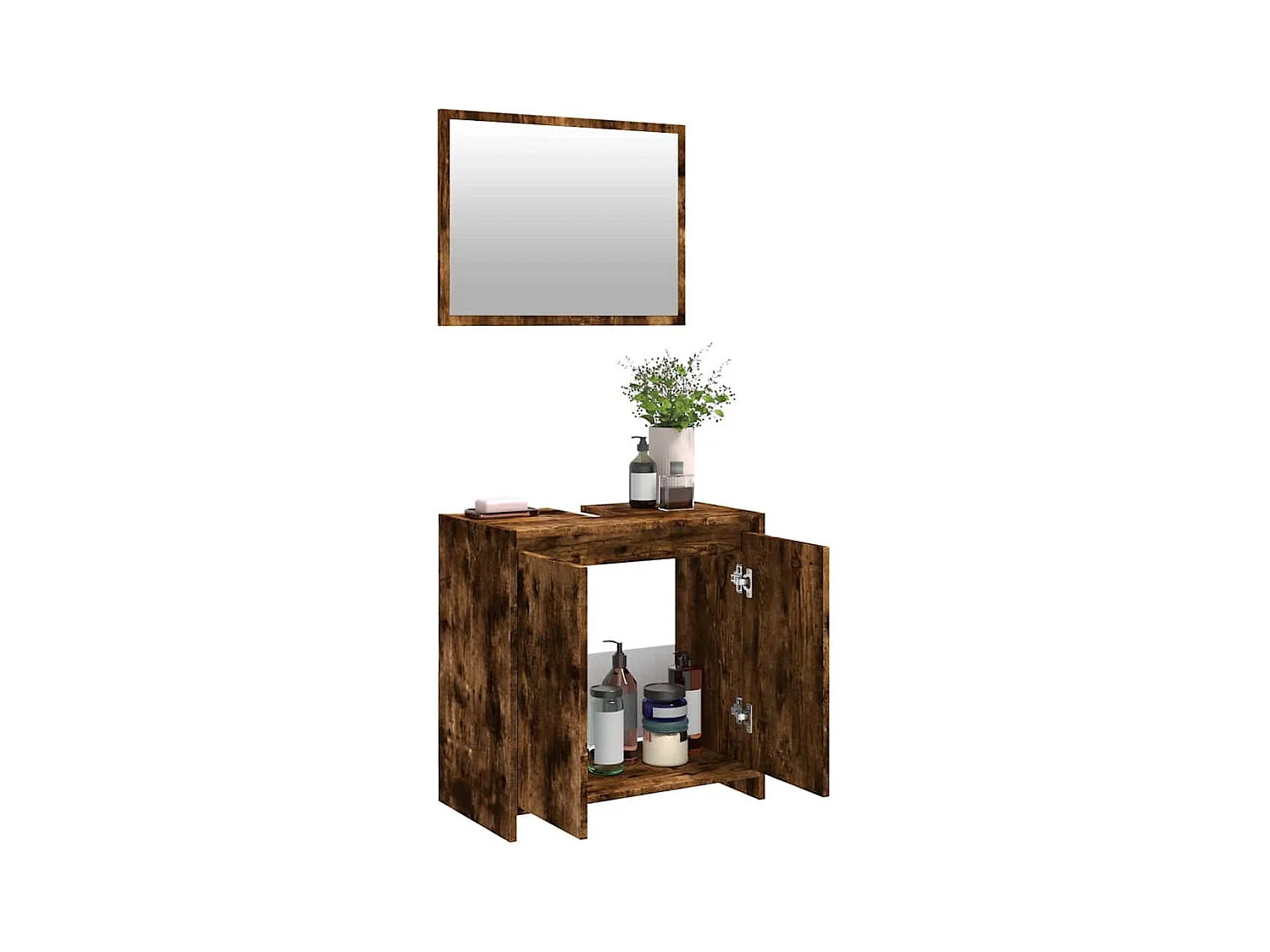 Ensemble de meubles de salle de bain 2 pcs Chêne fumé