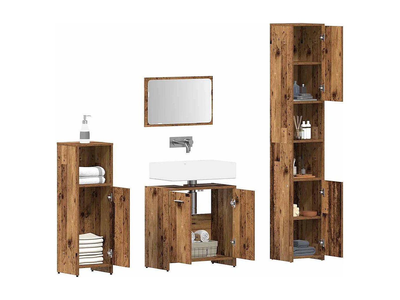 Ensemble de meubles salle de bain 4 pcs bois d'ingénierie