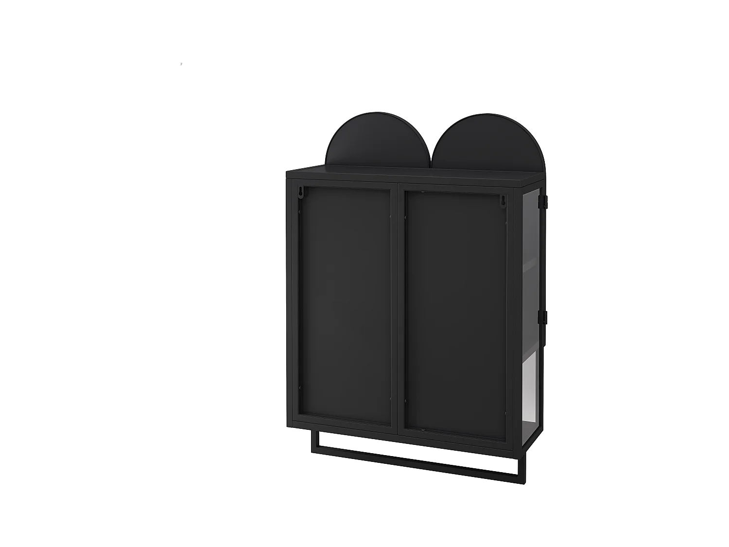 Armoire miroir moderne à double arche, 2 portes, métal et verre trempé, noir (60x20x83cm)
